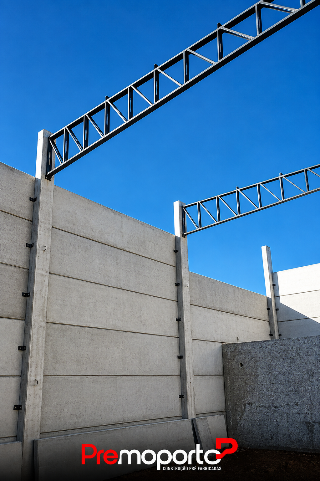 Renderização 3D de fechamento em placas em concreto pré-moldado
